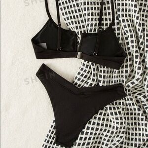 Black Shein Swimsuit Small Ribbed